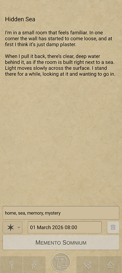 ReverySky dream editor screen